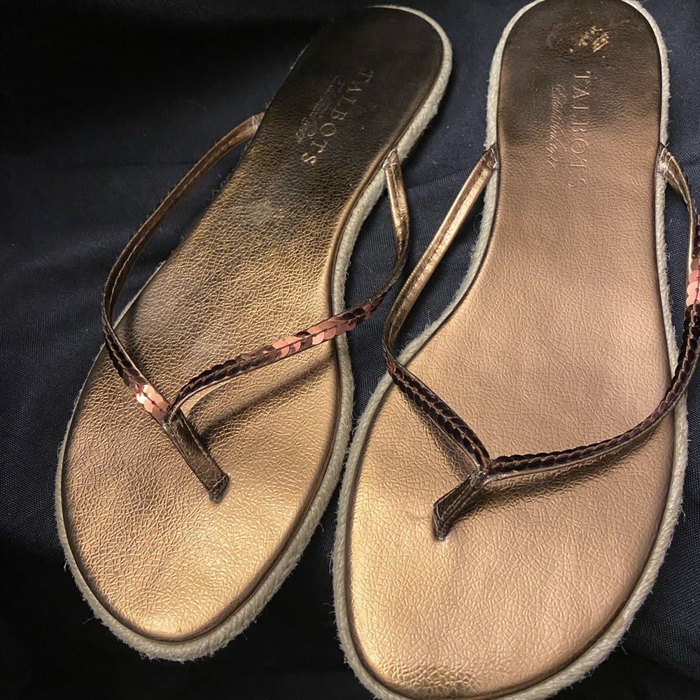 Talbots- Copper Sequence Flip Flops w/ Jute Bottom
